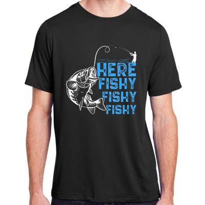 Here Fishy Funny Fishkeeping Aquarist Aquarium Graphic Adult ChromaSoft Performance T-Shirt