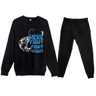 Here Fishy Funny Fishkeeping Aquarist Aquarium Graphic Premium Crewneck Sweatsuit Set