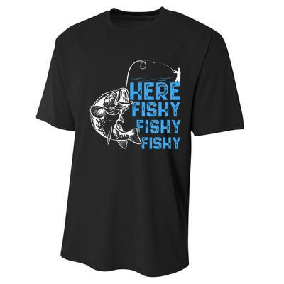 Here Fishy Funny Fishkeeping Aquarist Aquarium Graphic Performance Sprint T-Shirt