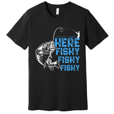 Here Fishy Funny Fishkeeping Aquarist Aquarium Graphic Premium T-Shirt