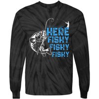 Here Fishy Funny Fishkeeping Aquarist Aquarium Graphic Tie-Dye Long Sleeve Shirt