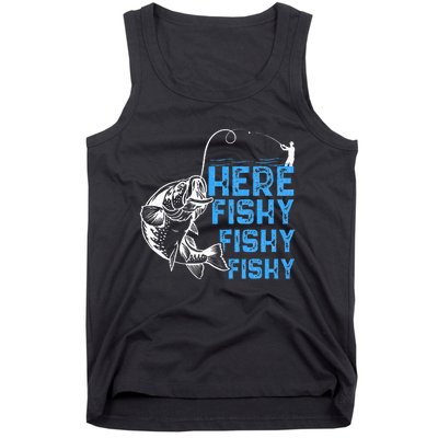 Here Fishy Funny Fishkeeping Aquarist Aquarium Graphic Tank Top