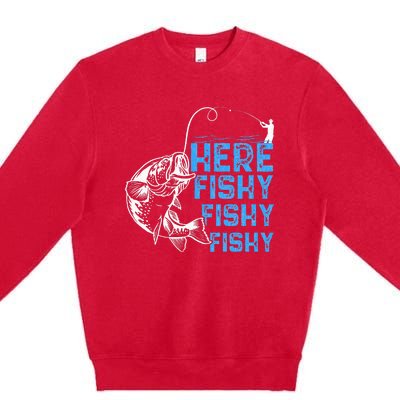 Here Fishy Funny Fishkeeping Aquarist Aquarium Graphic Premium Crewneck Sweatshirt