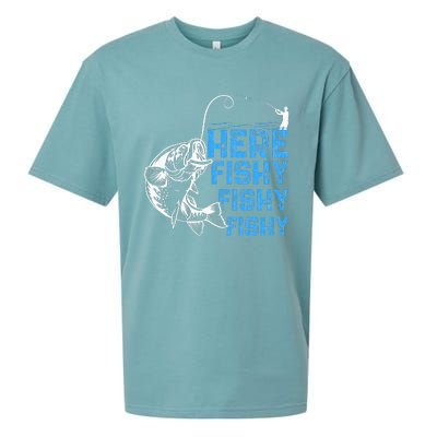 Here Fishy Funny Fishkeeping Aquarist Aquarium Graphic Sueded Cloud Jersey T-Shirt