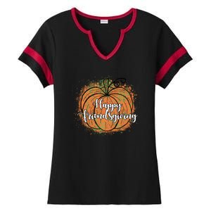 Happy Friendsgiving Fall Pumpkin Gift Ladies Halftime Notch Neck Tee