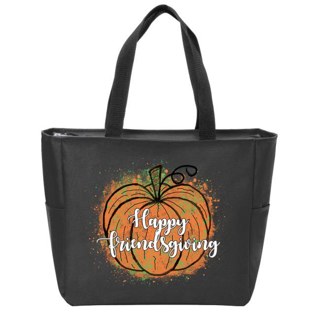 Happy Friendsgiving Fall Pumpkin Gift Zip Tote Bag