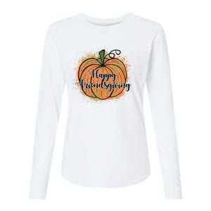 Happy Friendsgiving Fall Pumpkin Gift Womens Cotton Relaxed Long Sleeve T-Shirt