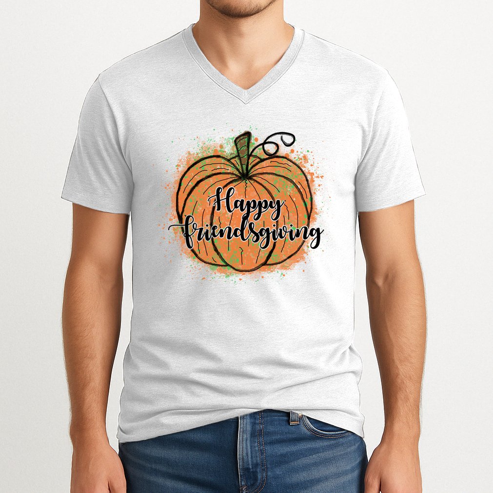 Happy Friendsgiving Fall Pumpkin Gift V-Neck T-Shirt