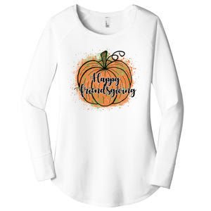 Happy Friendsgiving Fall Pumpkin Gift Women's Perfect Tri Tunic Long Sleeve Shirt