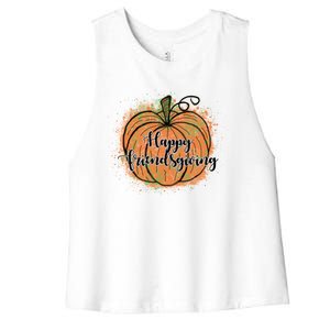 Happy Friendsgiving Fall Pumpkin Gift Women's Racerback Cropped Tank