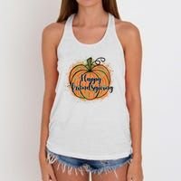 Happy Friendsgiving Fall Pumpkin Gift Women's Knotted Racerback Tank