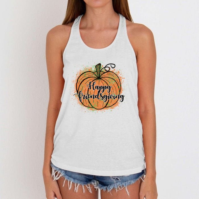 Happy Friendsgiving Fall Pumpkin Gift Women's Knotted Racerback Tank