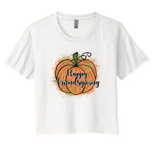 Happy Friendsgiving Fall Pumpkin Gift Women's Crop Top Tee