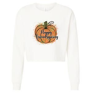 Happy Friendsgiving Fall Pumpkin Gift Cropped Pullover Crew