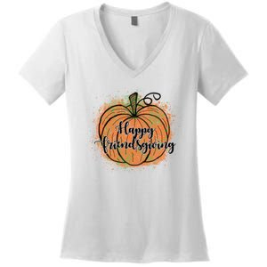 Happy Friendsgiving Fall Pumpkin Gift Women's V-Neck T-Shirt