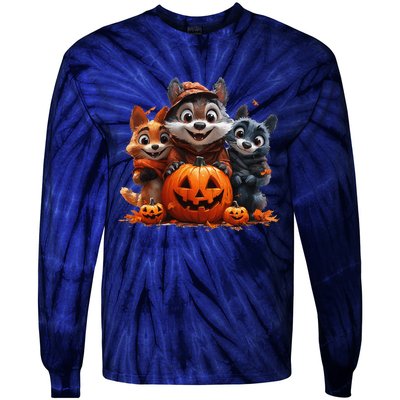 Halloween Fox Friends Trio Tie-Dye Long Sleeve Shirt