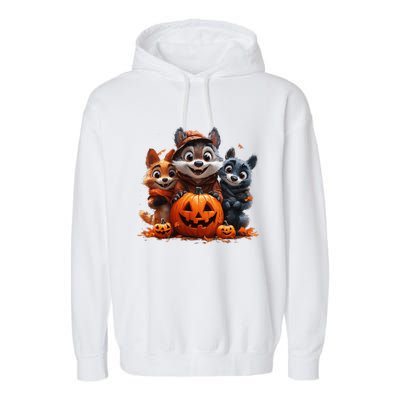 Halloween Fox Friends Trio Garment-Dyed Fleece Hoodie