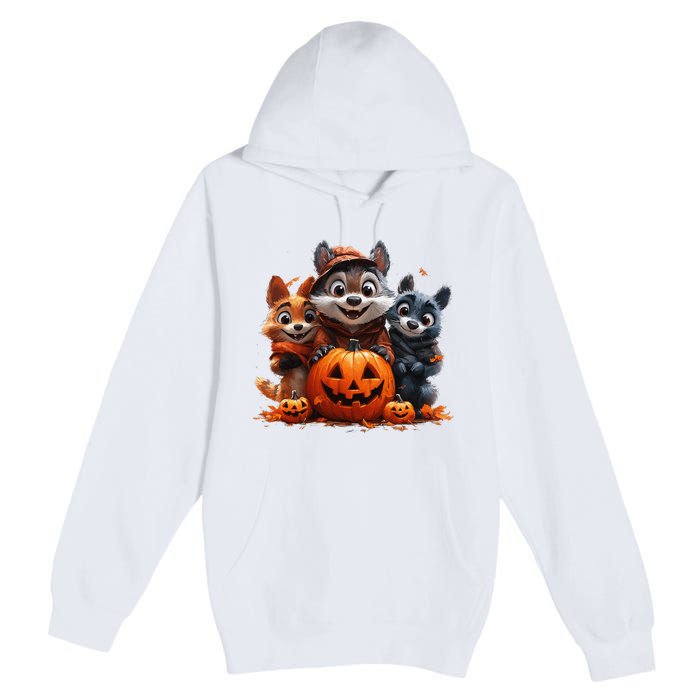 Halloween Fox Friends Trio Premium Pullover Hoodie