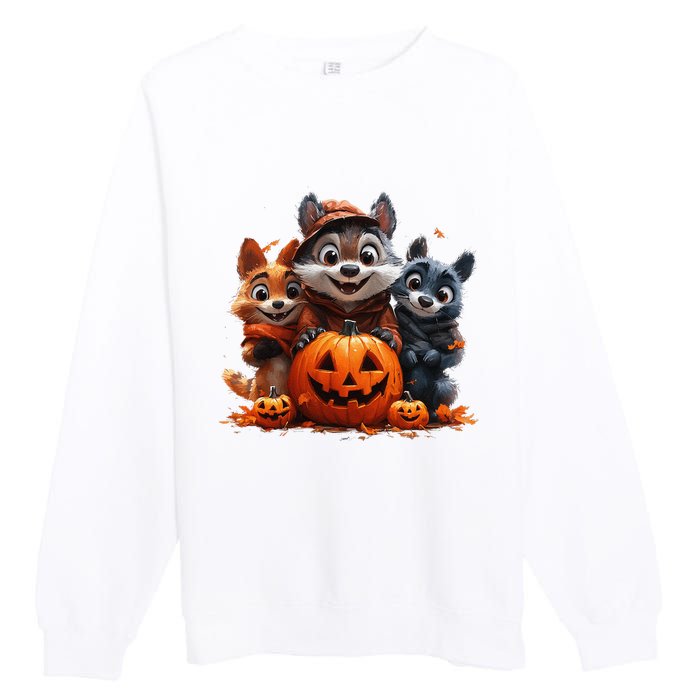 Halloween Fox Friends Trio Premium Crewneck Sweatshirt