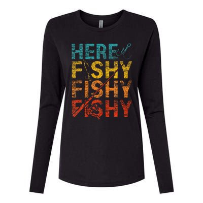 Here Fishy Fishy Fishy Womens Cotton Relaxed Long Sleeve T-Shirt