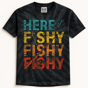 Here Fishy Fishy Fishy Kids Tie-Dye T-Shirt