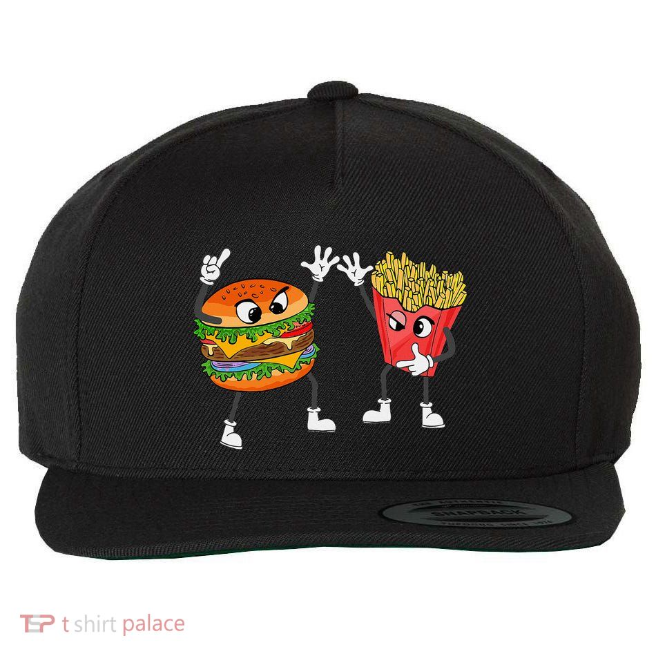 Hamburger French Fries High Five Fast Food Gift Wool Snapback Cap