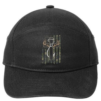 Hunting Fishing Faith Christian Hunter Fisherman Camo Usa 7-Panel Snapback Hat