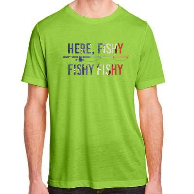 Here Fishy Fish Funny Angling Fishing Dad Fisherman Gift Adult ChromaSoft Performance T-Shirt