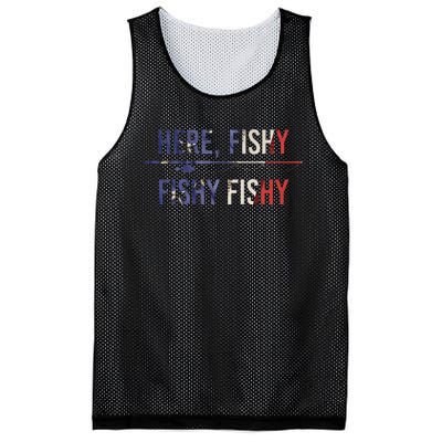 Here Fishy Fish Funny Angling Fishing Dad Fisherman Gift Mesh Reversible Basketball Jersey Tank