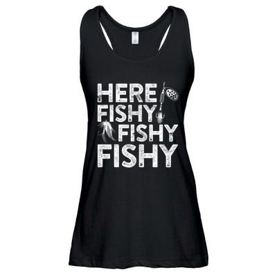 Here Fishy Fisherman Gift Ladies Essential Flowy Tank