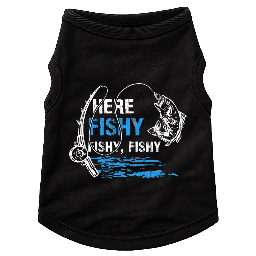 Here Fishy Funny Fishing Fishermen Fish Graphic Doggie Tank