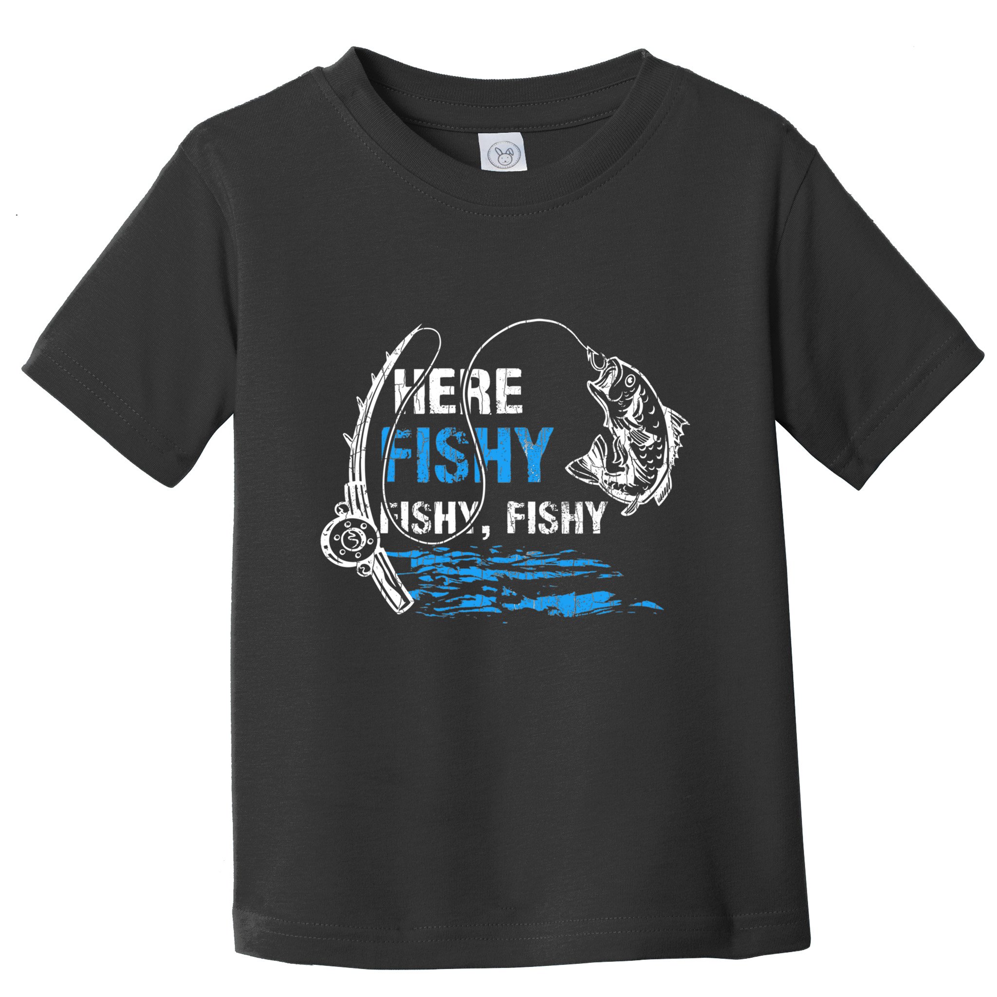 Here Fishy Funny Fishing Fishermen Fish Graphic Toddler T-Shirt
