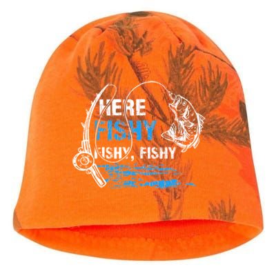 Here Fishy Funny Fishing Fishermen Fish Graphic Kati - Camo Knit Beanie