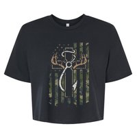 Hunting Fishing Faith Christian Hunter Fisherman Camo USA Bella+Canvas Jersey Crop Tee