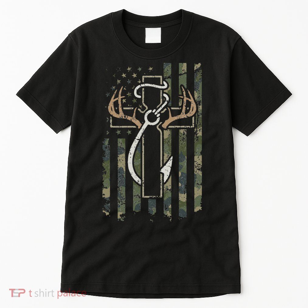 Hunting Fishing Faith Christian Hunter Fisherman Camo USA Tall T-Shirt
