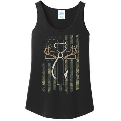 Hunting Fishing Faith Christian Hunter Fisherman Camo USA Ladies Essential Tank