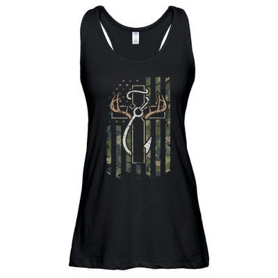 Hunting Fishing Faith Christian Hunter Fisherman Camo USA Ladies Essential Flowy Tank