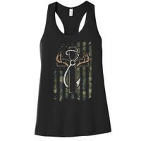 Hunting Fishing Faith Christian Hunter Fisherman Camo USA Women's Racerback Tank