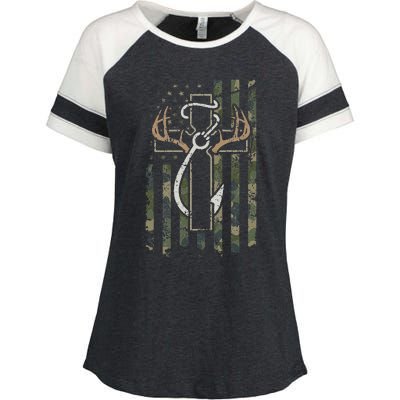 Hunting Fishing Faith Christian Hunter Fisherman Camo USA Enza Ladies Jersey Colorblock Tee