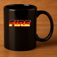 Hot Fire Flames 11oz C Handle Ceramic Mug