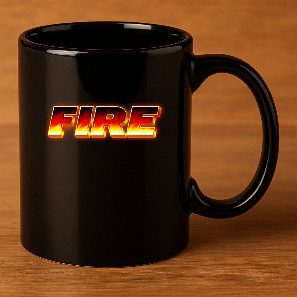 Hot Fire Flames 11oz C Handle Ceramic Mug