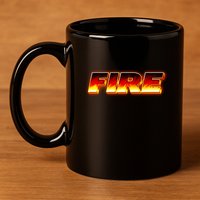Hot Fire Flames 11oz C Handle Ceramic Mug