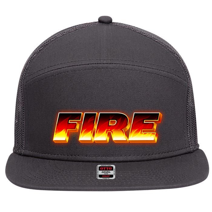 Hot Fire Flames 7 Panel Mesh Trucker Snapback Hat