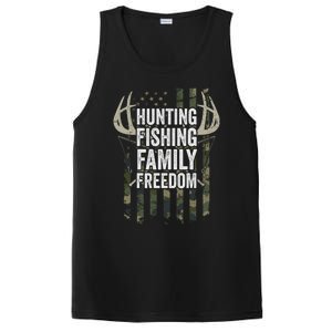 Hunting Fishing Family And Freedom Gift Usa Flag Fisher Hunter Gift PosiCharge Competitor Tank