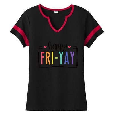 Happy FriYay Friday Lovers Fun Teacher Ladies Halftime Notch Neck Tee