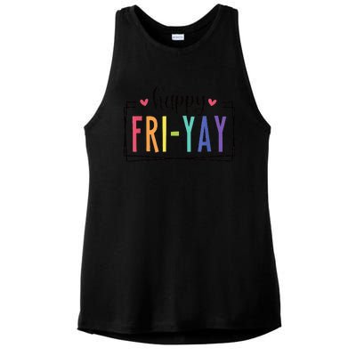 Happy FriYay Friday Lovers Fun Teacher Ladies PosiCharge Tri-Blend Wicking Tank