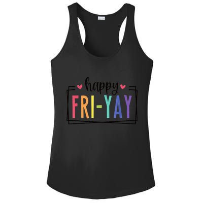 Happy FriYay Friday Lovers Fun Teacher Ladies PosiCharge Competitor Racerback Tank
