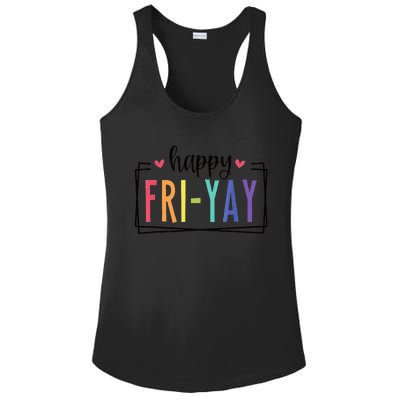 Happy FriYay Friday Lovers Fun Teacher Ladies PosiCharge Competitor Racerback Tank