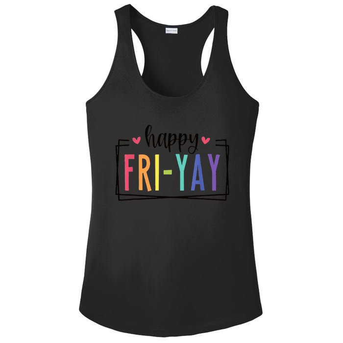 Happy FriYay Friday Lovers Fun Teacher Ladies PosiCharge Competitor Racerback Tank