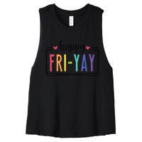 Happy FriYay Friday Lovers Fun Teacher Women's Racerback Cropped Tank